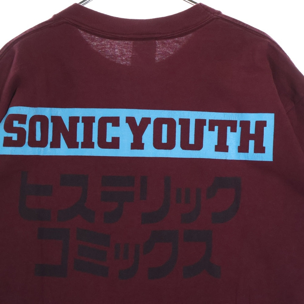 VINTAGE(ヴィンテージ) 90s SONIC YOUTH ヒステリックコミックス 無敵戦隊 ソニックユース Tシャツ 半袖カットソー ボルドー