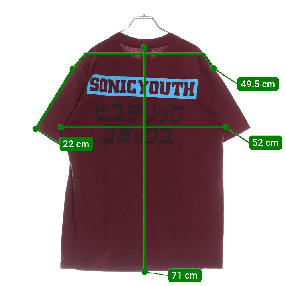 VINTAGE(ヴィンテージ) 90s SONIC YOUTH ヒステリックコミックス 無敵戦隊 ソニックユース Tシャツ 半袖カットソー ボルドー