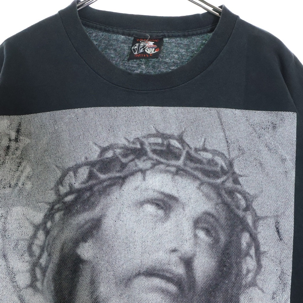 VINTAGE(ヴィンテージ) 90s JESUS ARCHAIC SMILE ジーザス プリント Tシャツ 半袖カットソー ブラック