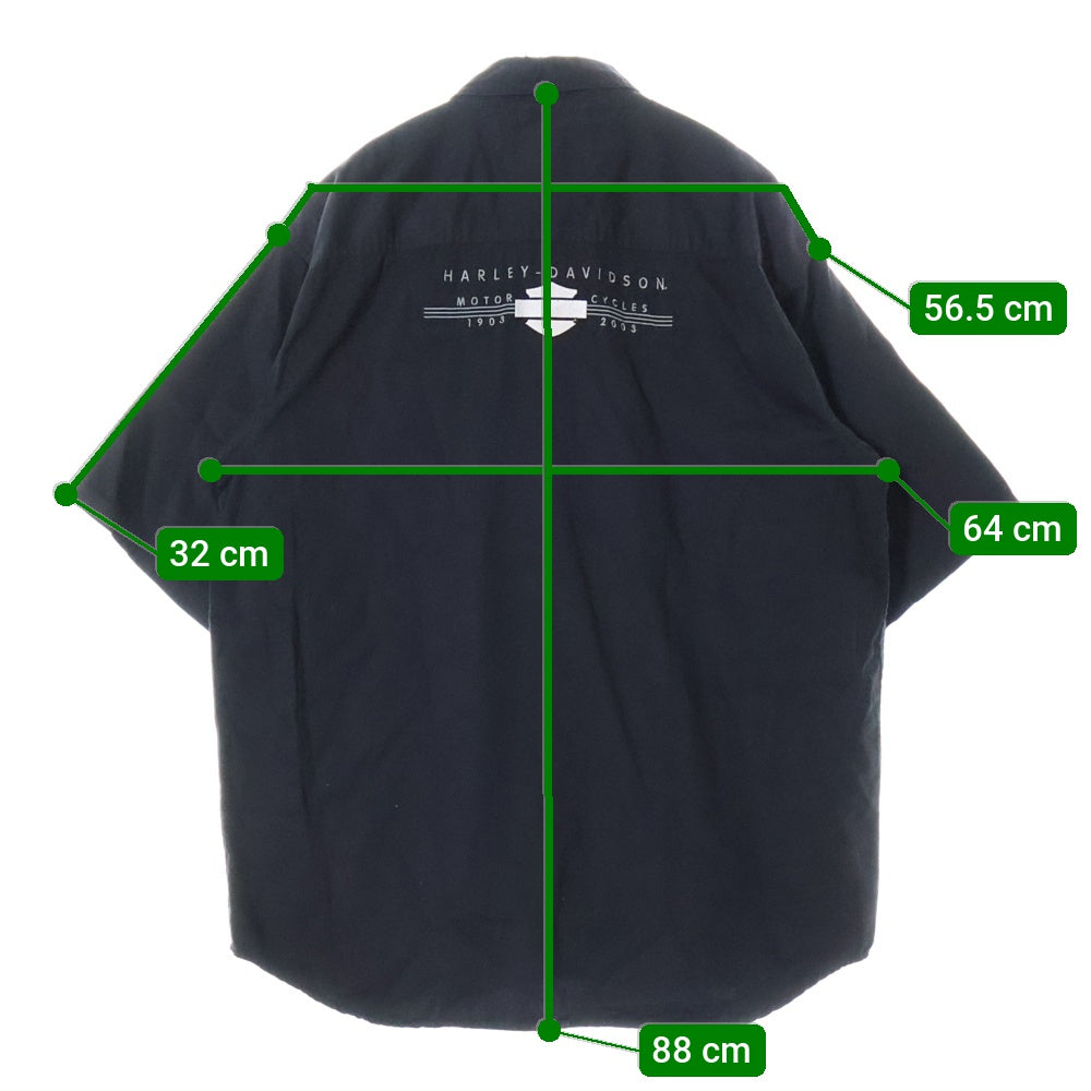 HARLEY DAVIDSON(ハーレーダビッドソン) 00s S/S WORK SHIRTS 半袖 ワークシャツ C8036 ブラック
