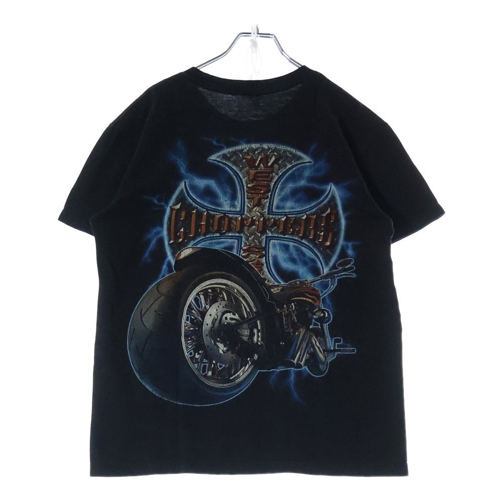 VINTAGE(ヴィンテージ) 00s WEST COAST CHOPPERS ウェストコーストチョッパーズ サンダークロス 両面プリント Tシャツ 半袖カットソーブラック