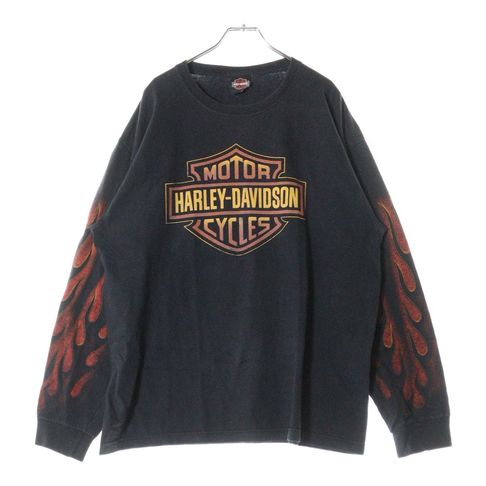 VINTAGE(ヴィンテージ) 00s HARLEY DAVIDSON WOLVERINE H-D L/S ハーレー 両面プリント Tシャツ 長袖カットソー ブラック