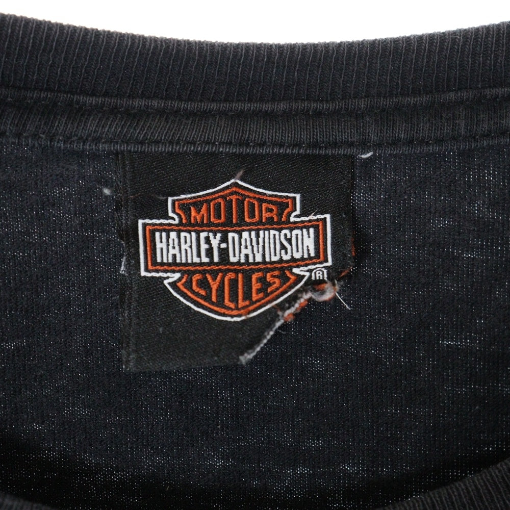 VINTAGE(ヴィンテージ) 00s HARLEY DAVIDSON WOLVERINE H-D L/S ハーレー 両面プリント Tシャツ 長袖カットソー ブラック