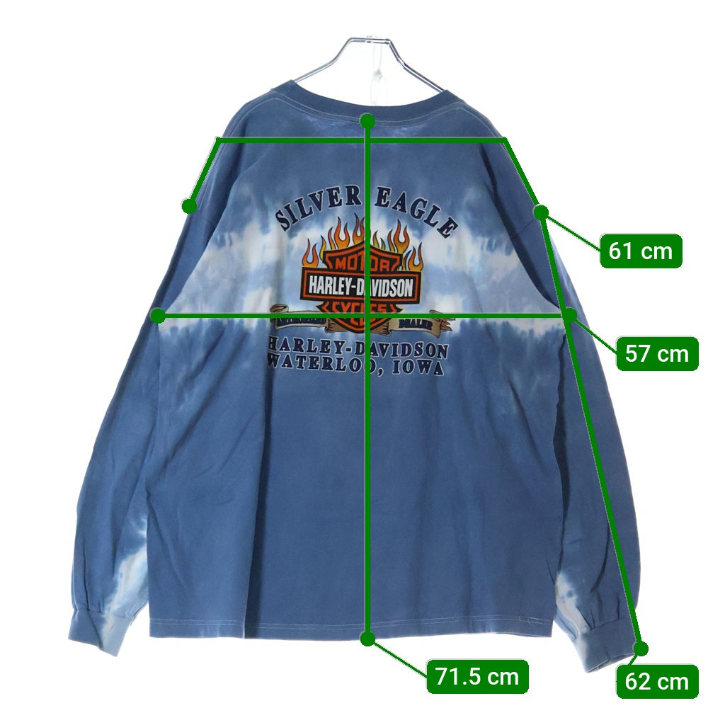 VINTAGE(ヴィンテージ) 00s HARLEY DAVIDSON SILVER EAGLE L/S ハーレーダビッドソン ロンT 両面プリント Tシャツ 長袖カットソー ブルー