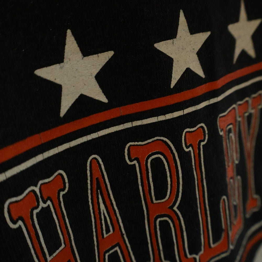 VINTAGE(ヴィンテージ) 80s HARLEY DAVIDSON MY HARLEY IS ON ORDER ハーレーダビッドソン フロントプリント Tシャツ 半袖カットソーブラック