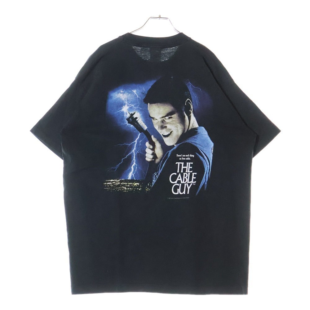 VINTAGE(ヴィンテージ) 90S The Cable Guy Jim Carey Get Wired 1996 Film Promo ケーブルガイ ジムキャリー 両面プリント 半袖Tシャツ ブラック