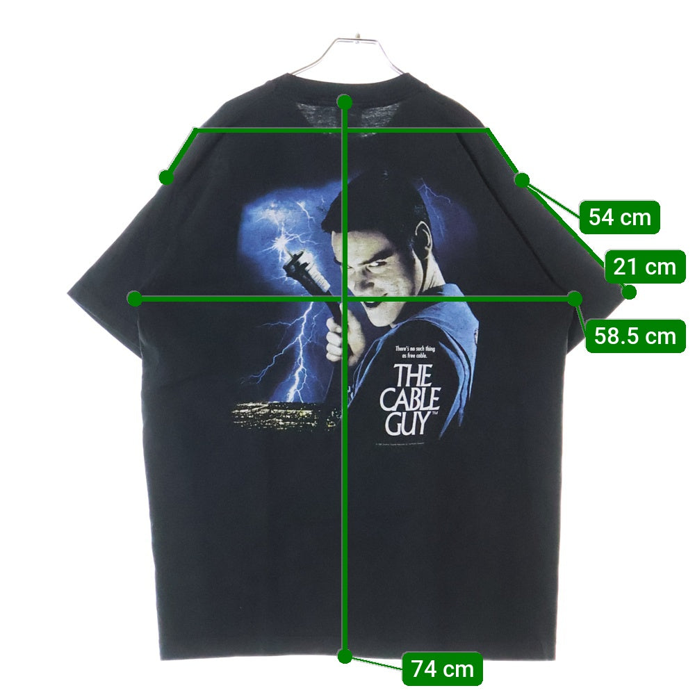 VINTAGE(ヴィンテージ) 90S The Cable Guy Jim Carey Get Wired 1996 Film Promo ケーブルガイ ジムキャリー 両面プリント 半袖Tシャツ ブラック