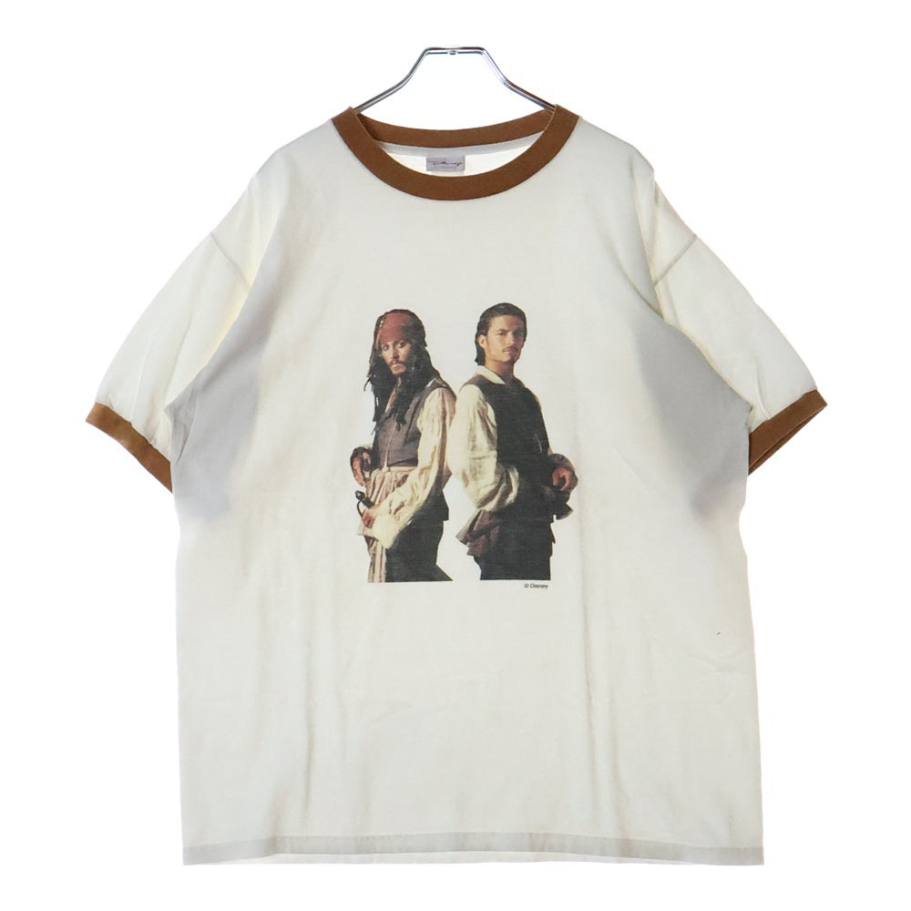 VINTAGE(ヴィンテージ) 00s Pirates of the Caribbean DISNEY MOVIE TEE パイレーツ・オブ・カリビアン リンガー Tシャツ 半袖カットソー ホワイト