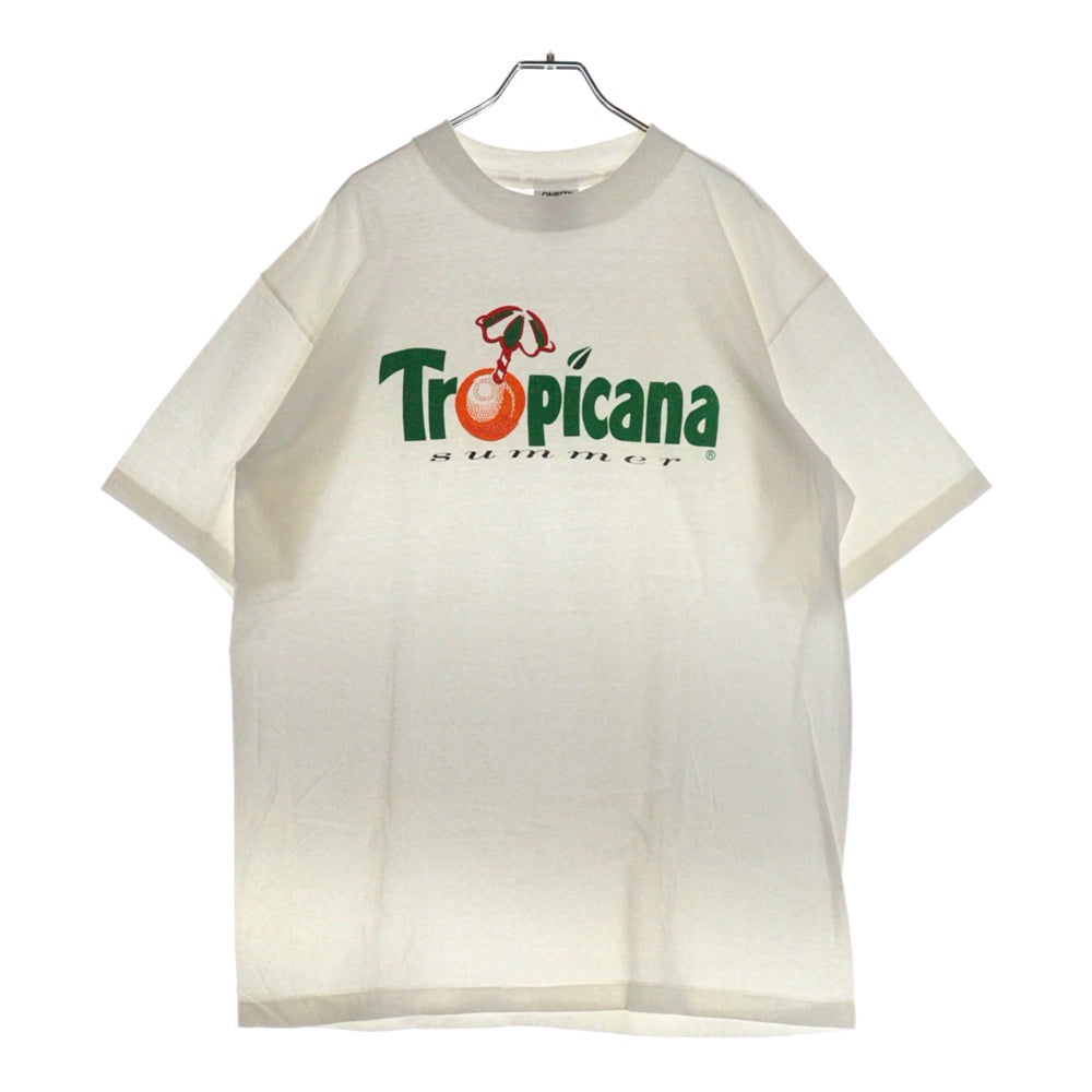 VINTAGE(ヴィンテージ) 90s TROPICANA SUMMER トロピカーナ フロント プリント Tシャツ 半袖カットソー ホワイト