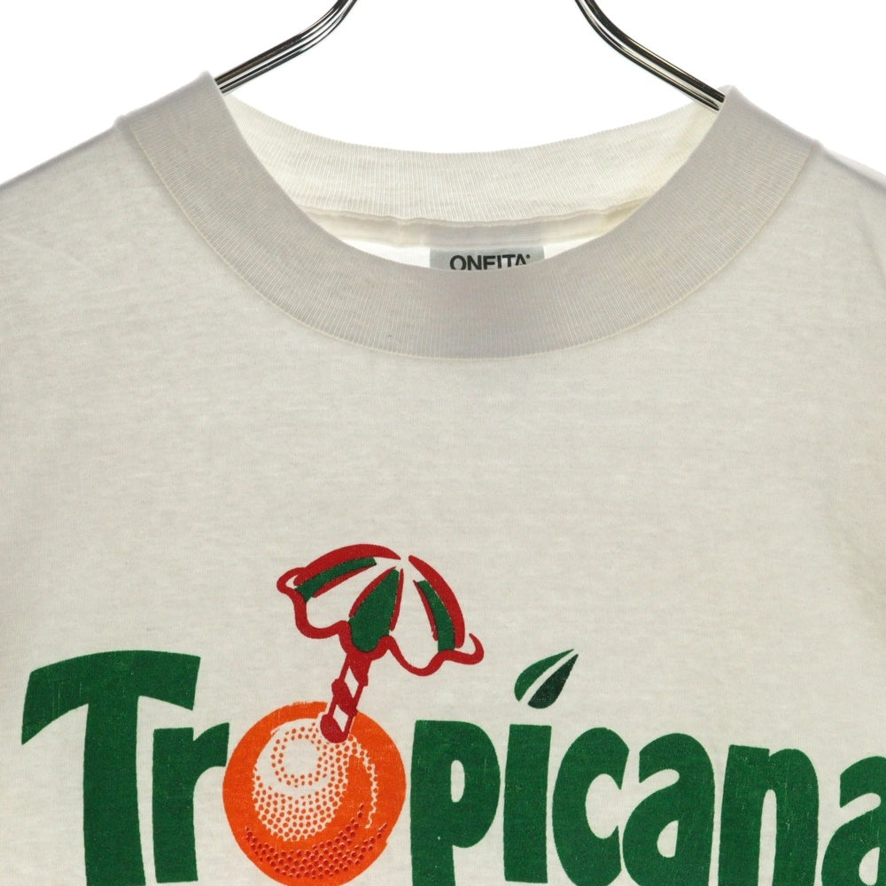 VINTAGE(ヴィンテージ) 90s TROPICANA SUMMER トロピカーナ フロント プリント Tシャツ 半袖カットソー ホワイト