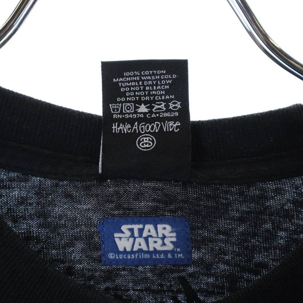 STUSSY(ステューシー) 10s STAR WARS スターウォーズ コラボ プリント Tシャツ ブラック