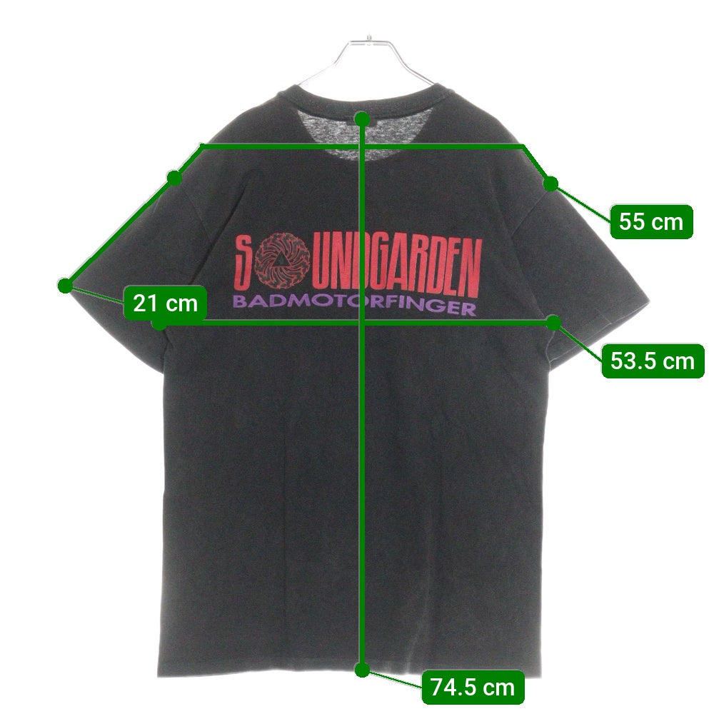 VINTAGE(ヴィンテージ) SOUNDGARDEN BADMOTORFINGER 1991 サウンドガーデン バッドモーターフィンガー Tシャツ 半袖カットソー ブラック