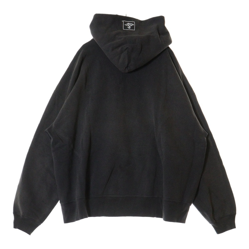 SAINT MICHAEL(セントマイケル) 25SS SMX HOODIE SM-HR8-0000-050 VINTAGEダメージ加工 フロントプリント スウェット プルオーバーパーカー ブラック