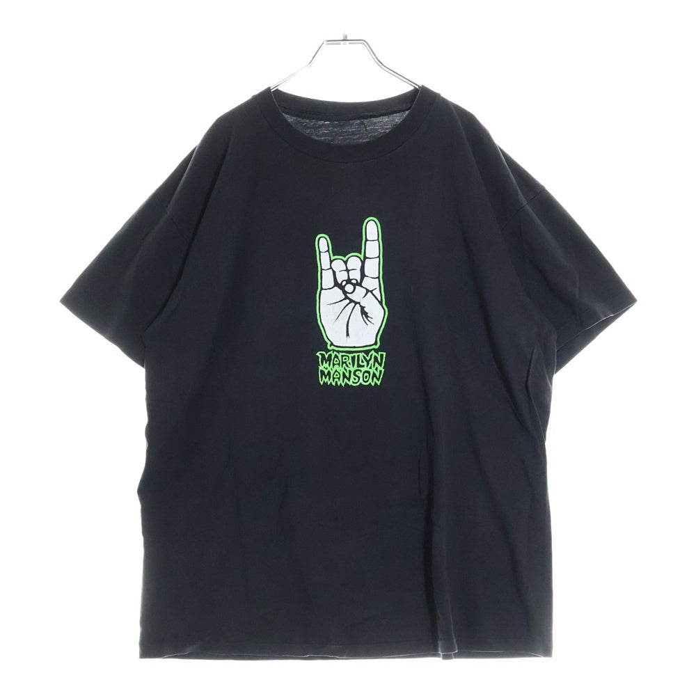 VINTAGE(ヴィンテージ) 90s MARILYN MANSON WE HATE LOVE WE LOVE HATE HAND SIGN マリリンマンソン ハンドサイン Tシャツ 半袖カットソー ブラック