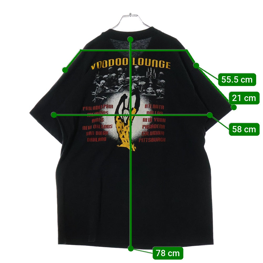 VINTAGE(ヴィンテージ) 90s ROLLING STONES VOODOO LOUNGE SPIKE LIP&TONGUE ローリングストーンズ ヴードゥー ラウンジ スパイク リップ&タン Tシャツ 半袖カットソー ブラック