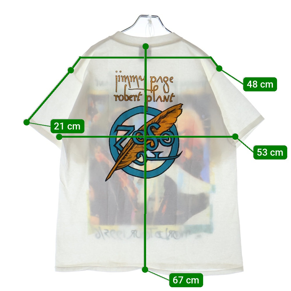 VINTAGE(ヴィンテージ) 90s JIMMY PAGE ROBERT PLANT ジミーペイジ ロバートプラント 両面プリント 半袖Tシャツ カットソー ホワイト