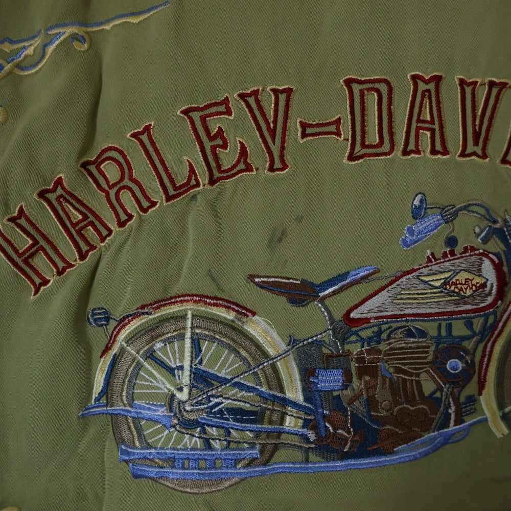 VINTAGE(ヴィンテージ) 90-00s TOMMY BAHAMA HARLEY-DAVIDSON SILK S/S トミーバハマ ハーレーダビッドソン 刺繍 シルク 半袖シャツ