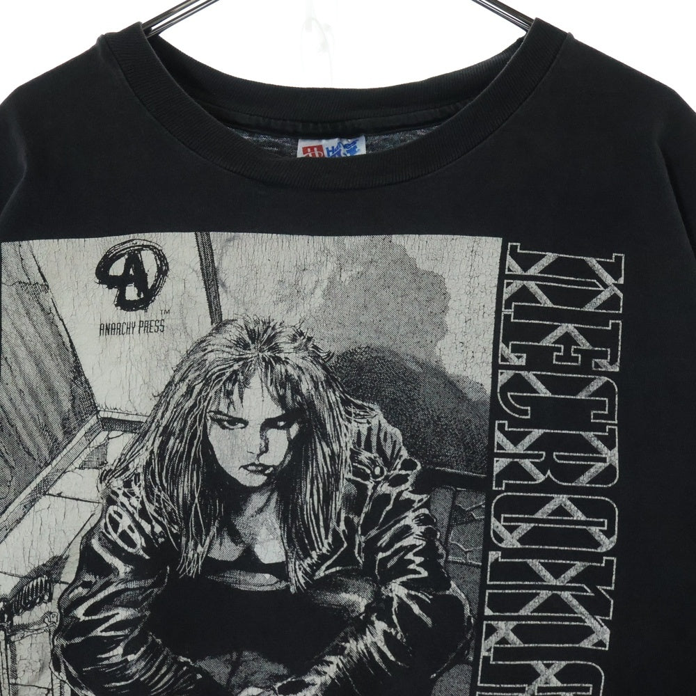 VINTAGE(ヴィンテージ) 90s NECROMANCER ANARCHY PRESS ネクロマンサー アナーキー プレス フロントプリント 半袖Tシャツ カットソー ブラック