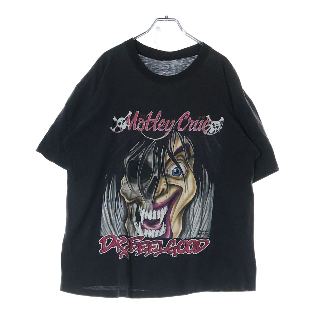 VINTAGE(ヴィンテージ) 90s MOTLEY CRUE DR FEELGOOD 1990 モトリークルー 両面プリント 半袖Tシャツ カットソー ブラック