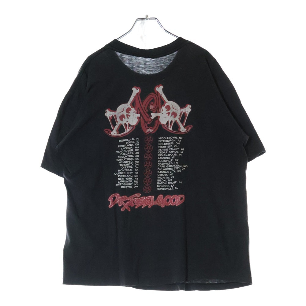 VINTAGE(ヴィンテージ) 90s MOTLEY CRUE DR FEELGOOD 1990 モトリークルー 両面プリント 半袖Tシャツ カットソー ブラック