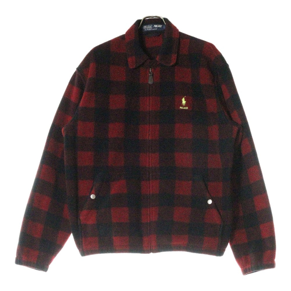 POLO RALPH LAUREN(ポロラルフローレン) ×PALACE Polar Fleece 710420694003 パレス ポーラー フリース ジップアップ スイング トップ ジャケット バッファローチェック ブルゾン レッド