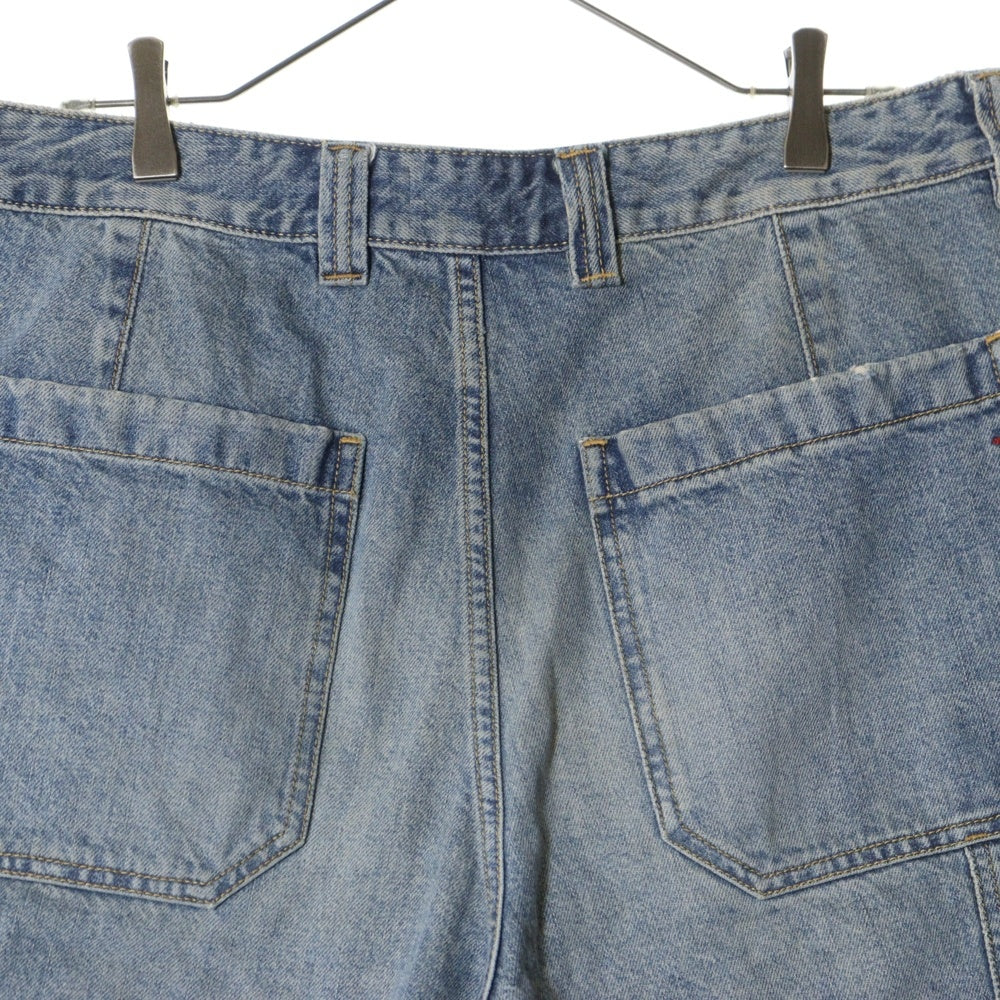 DIESEL(ディーゼル) D-LIVERY-SHORT A14072 ウォッシュ加工 フロントボタン ワイド デニム カーゴ ハーフパンツ ショーツ インディゴ