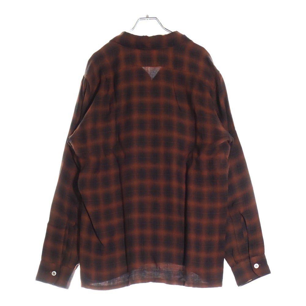 VINTAGE(ヴィンテージ) 50ー60s WOOL CHECK OPEN COLLAR SHIRT ウール オープンカラー チェック 長袖 シャツ オレンジ