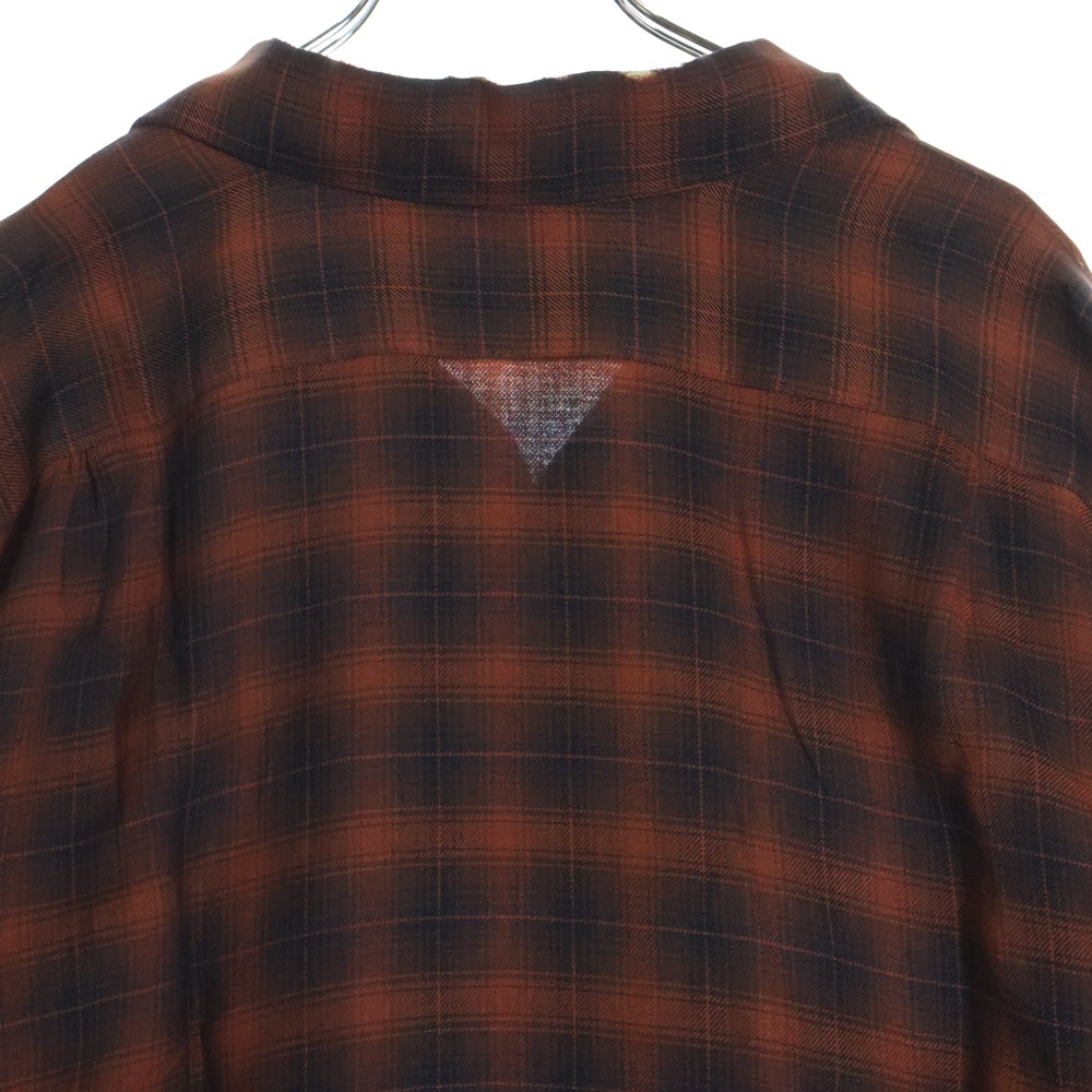 VINTAGE(ヴィンテージ) 50ー60s WOOL CHECK OPEN COLLAR SHIRT ウール オープンカラー チェック 長袖 シャツ オレンジ