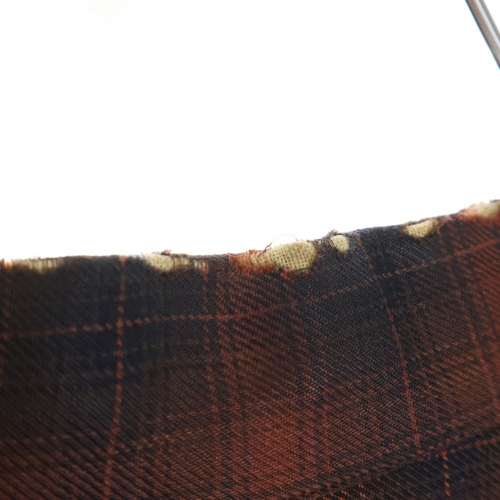 VINTAGE(ヴィンテージ) 50ー60s WOOL CHECK OPEN COLLAR SHIRT ウール オープンカラー チェック 長袖 シャツ オレンジ