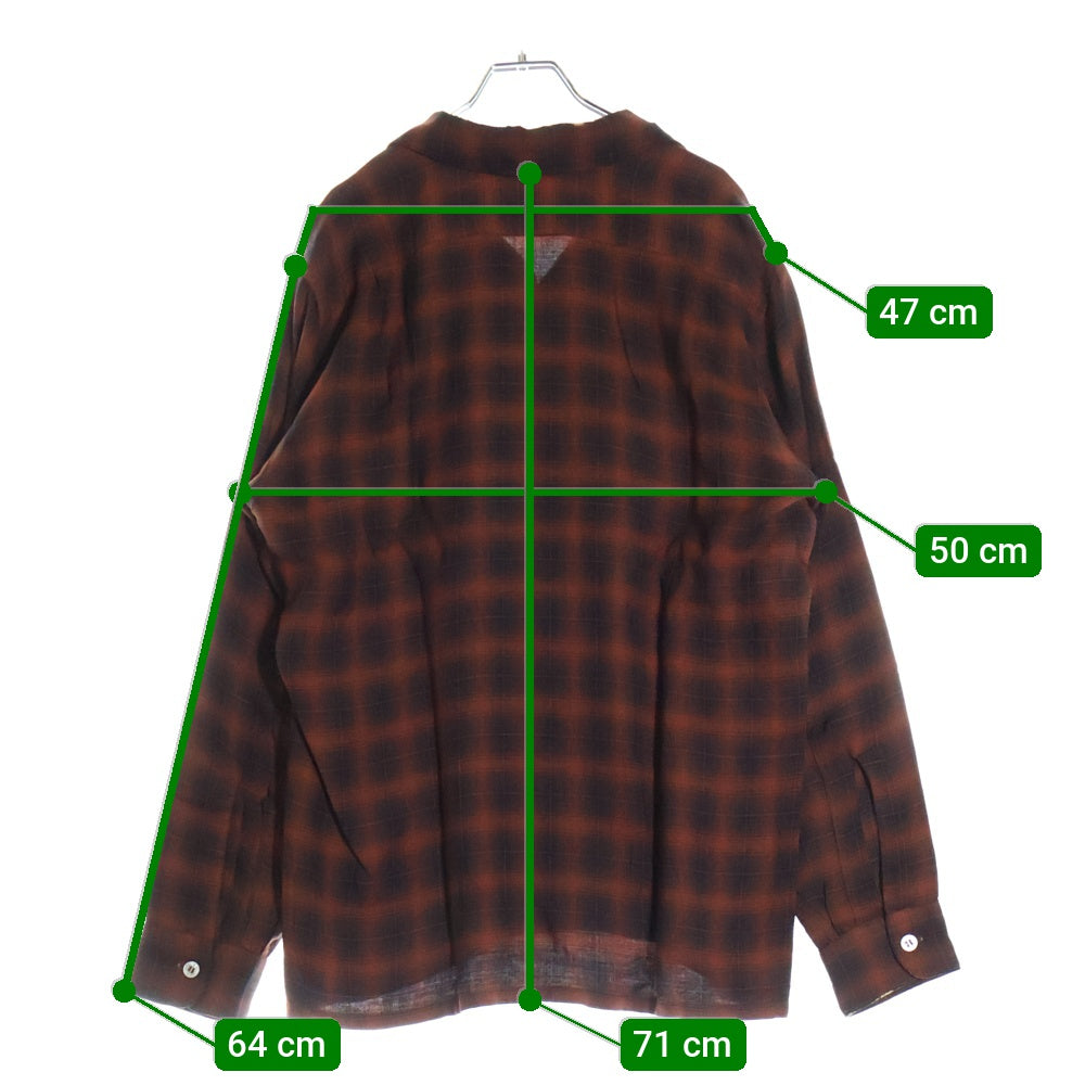 VINTAGE(ヴィンテージ) 50ー60s WOOL CHECK OPEN COLLAR SHIRT ウール オープンカラー チェック 長袖 シャツ オレンジ