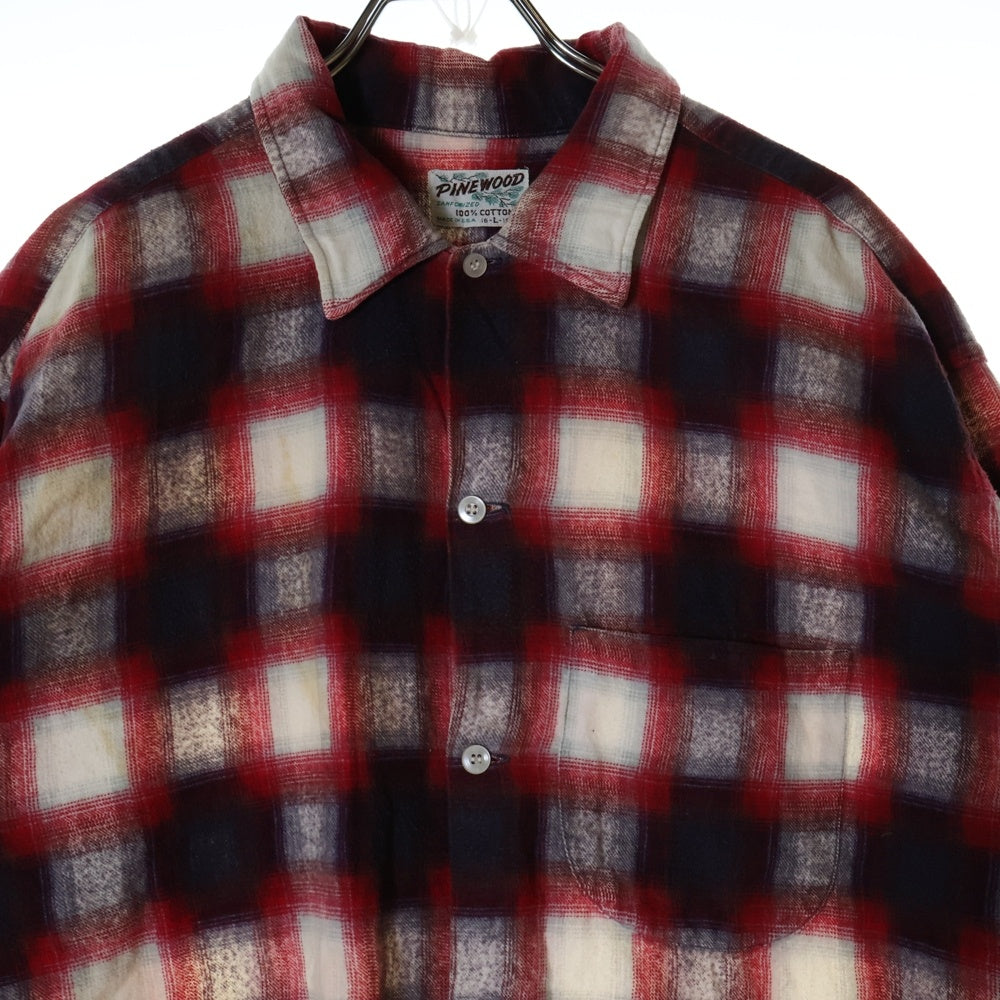 VINTAGE(ヴィンテージ) 60s PINE WOOD PRINTNEL SHIRT プリネル チェック 長袖 シャツ レッド