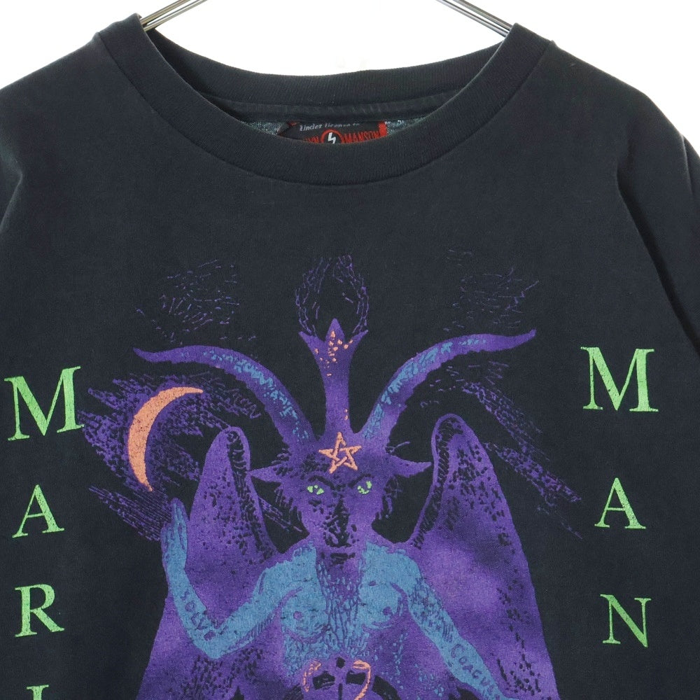 VINTAGE(ヴィンテージ) 90s MARILYN MANSON WHEN I'M GOD EVERYONE DIES マリリンマンソン 袖プリント Tシャツ 長袖 カットソー ブラック