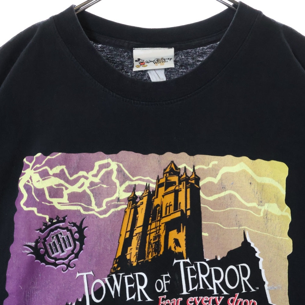 VINTAGE(ヴィンテージ) 90-00s DISNEY TOWER OF TERROR Fear every drop ディズニー タワーオブテラー フロントプリント Tシャツ 半袖カットソー ブラック