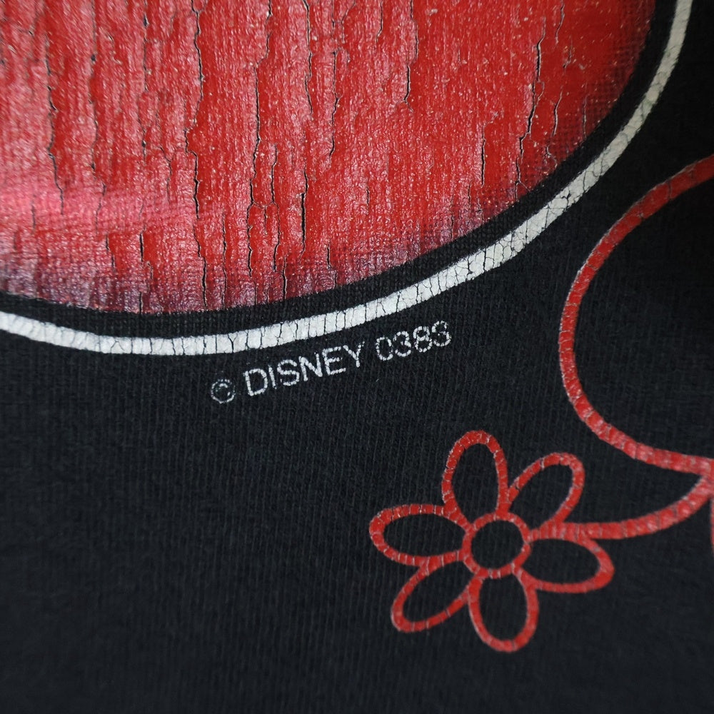 VINTAGE(ヴィンテージ) 90s DISNEY Mickey Mouse ディズニー ミッキー 赤足 フロントプリント Tシャツ 半袖カットソー ブラック