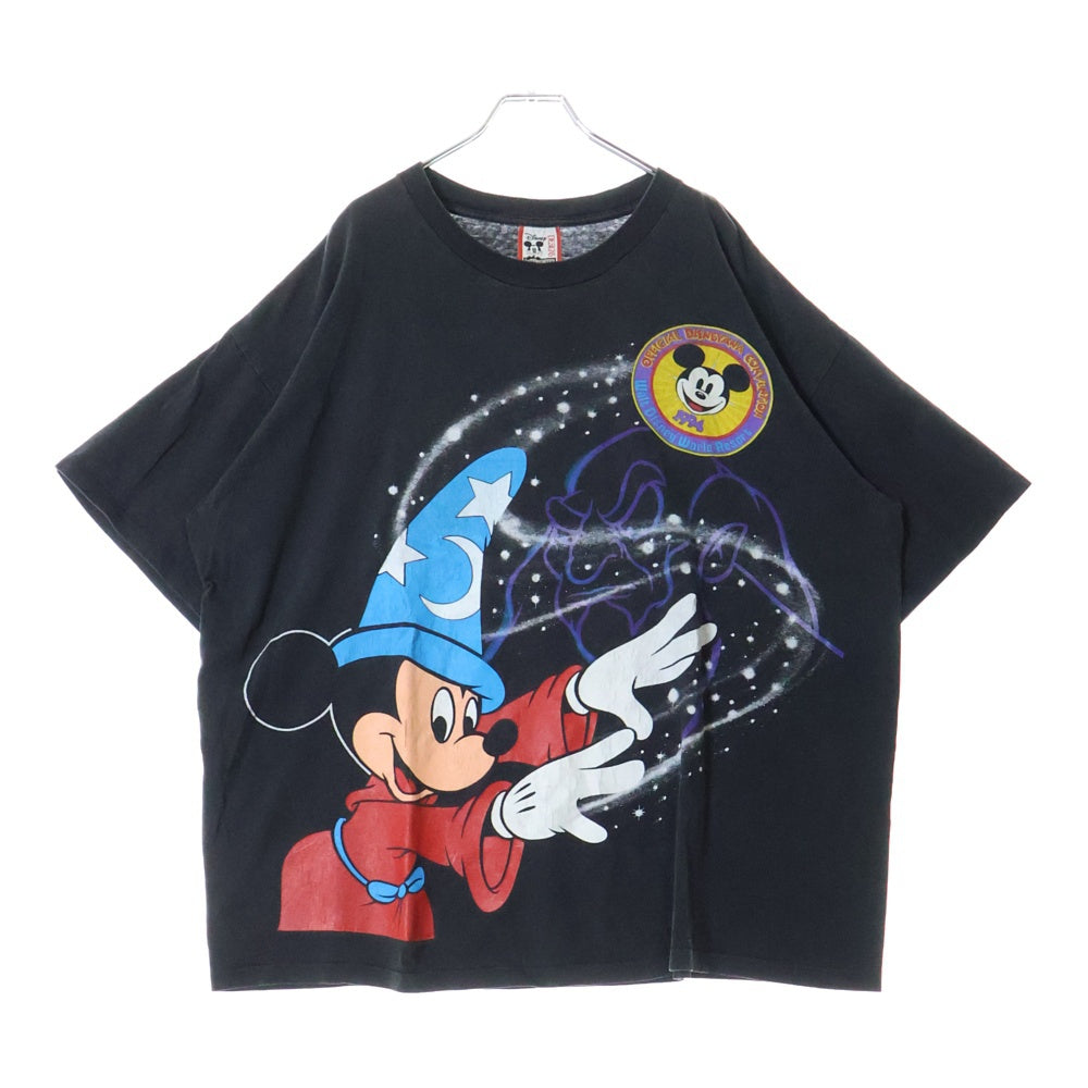 VINTAGE(ヴィンテージ) 90S DISNEY FANTASIA Mickey Mouse ディズニー ファンタジア ミッキー フロントプリント Tシャツ 半袖カットソー ブラック
