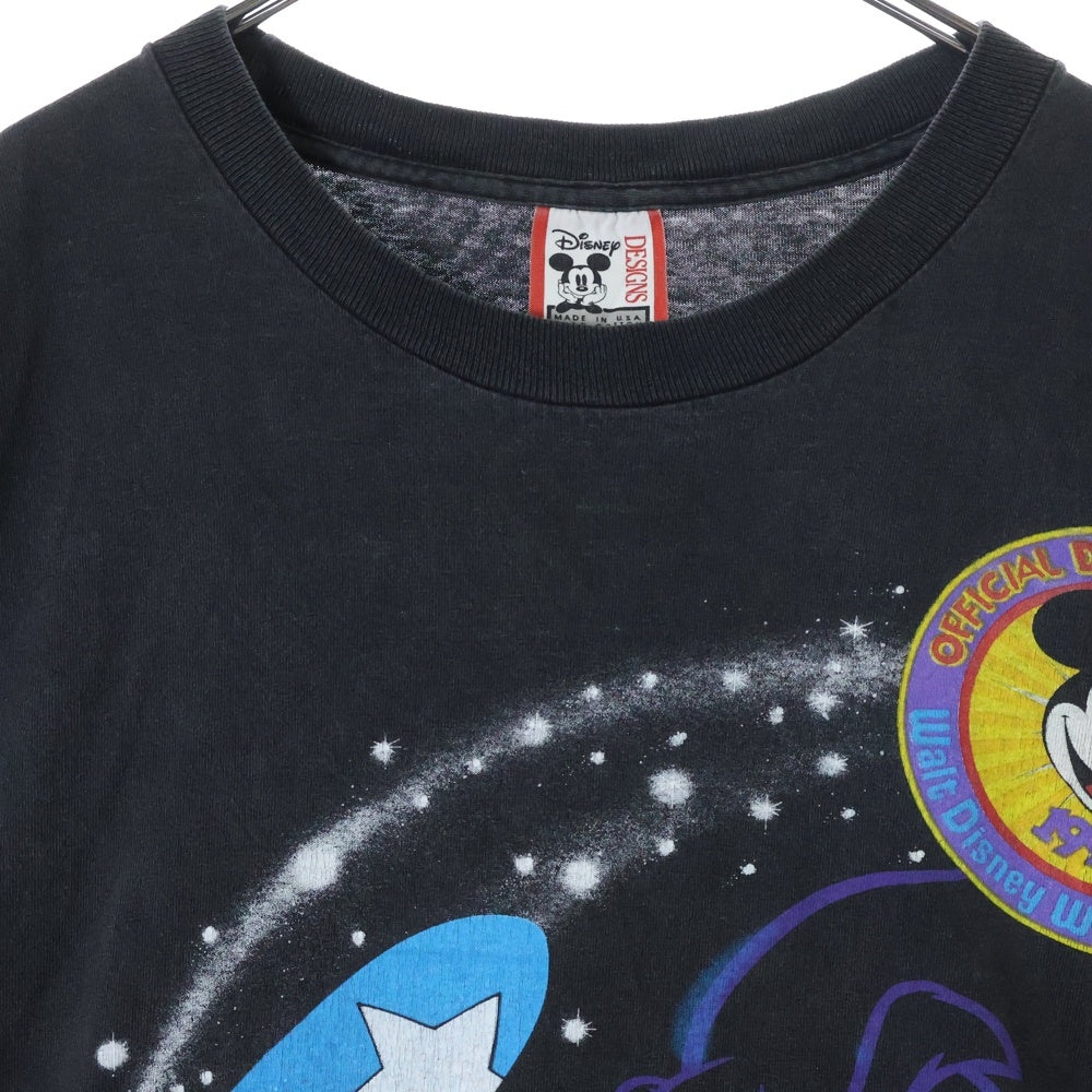 VINTAGE(ヴィンテージ) 90S DISNEY FANTASIA Mickey Mouse ディズニー ファンタジア ミッキー フロントプリント Tシャツ 半袖カットソー ブラック