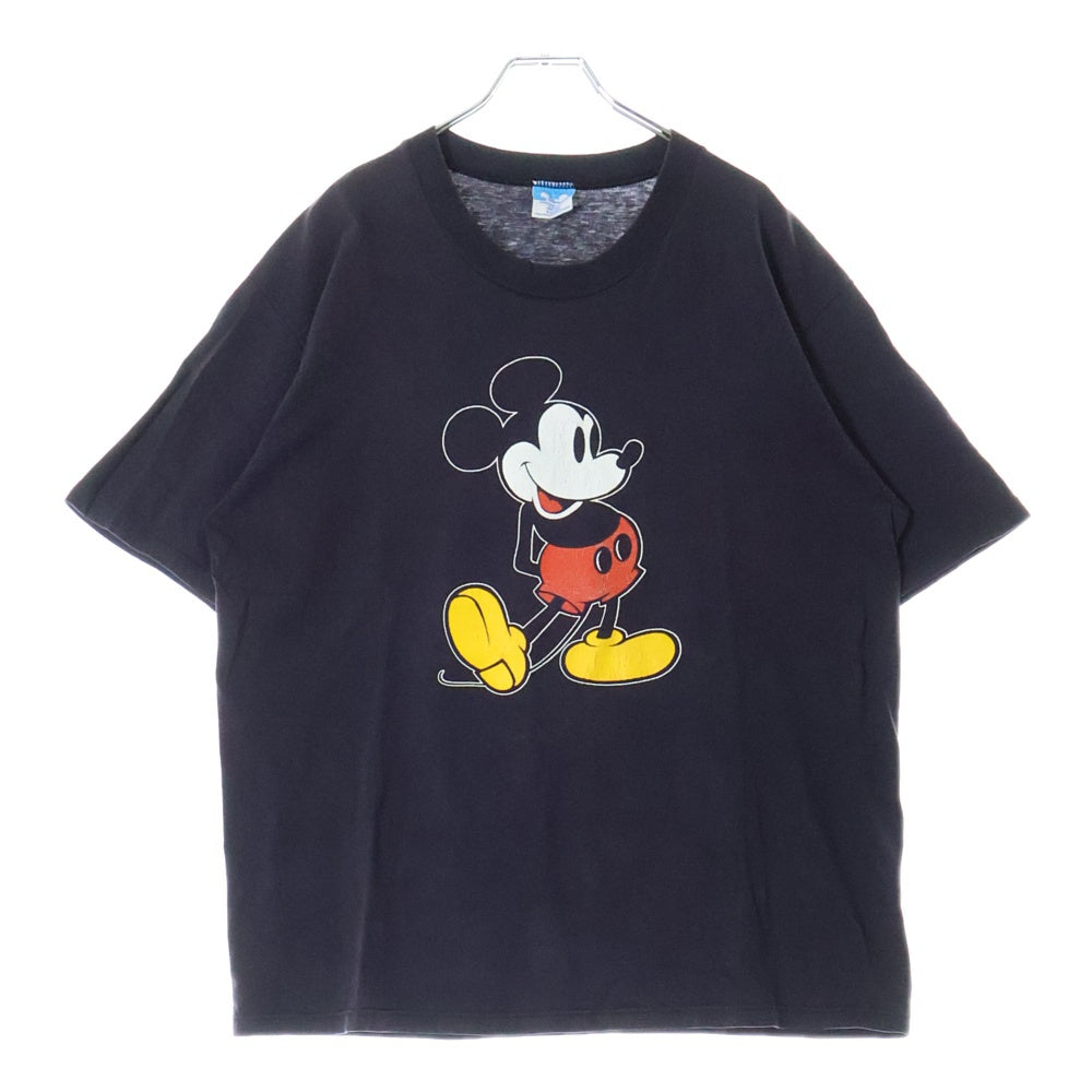 VINTAGE(ヴィンテージ) 80s DISNEY Mickey Mouse ディズニー ミッキー 黄色足 フロントプリント Tシャツ 半袖カットソー ブラック
