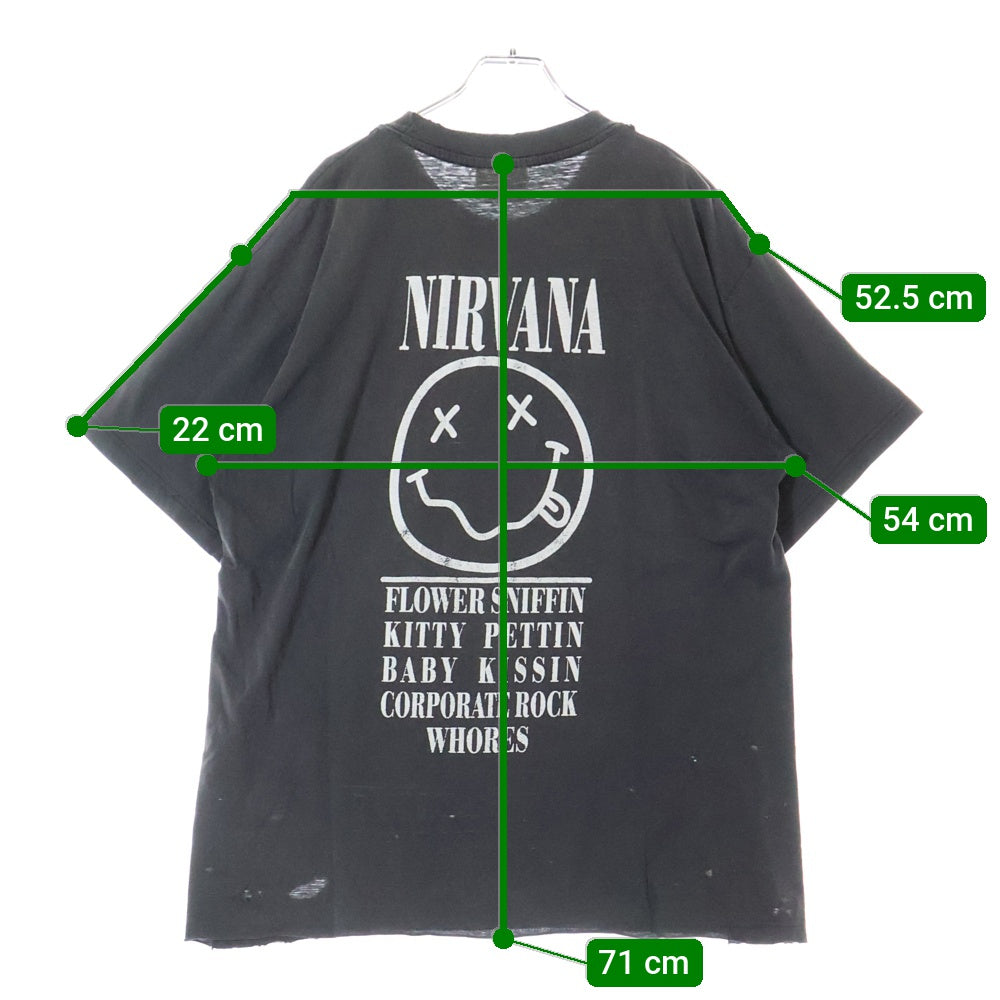 VINTAGE(ヴィンテージ) 90s NIRVANA EURO 両面プリント 半袖Tシャツ カットソー ブラック