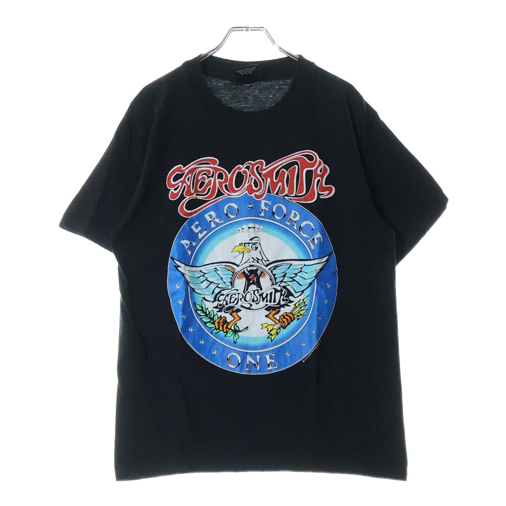 VINTAGE(ヴィンテージ) 90s AERO SMITH AERO FORCE ONE EAGLE エアロスミス エアロフォースワン イーグル Tシャツ 半袖カットソー ブラック