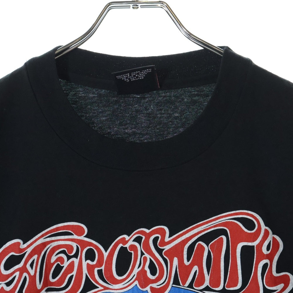 VINTAGE(ヴィンテージ) 90s AERO SMITH AERO FORCE ONE EAGLE エアロスミス エアロフォースワン イーグル Tシャツ 半袖カットソー ブラック