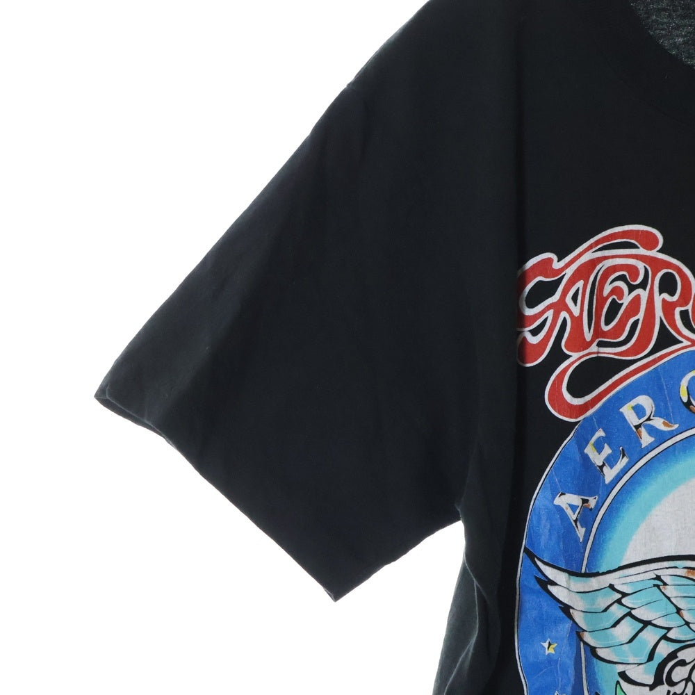 VINTAGE(ヴィンテージ) 90s AERO SMITH AERO FORCE ONE EAGLE エアロスミス エアロフォースワン イーグル Tシャツ 半袖カットソー ブラック