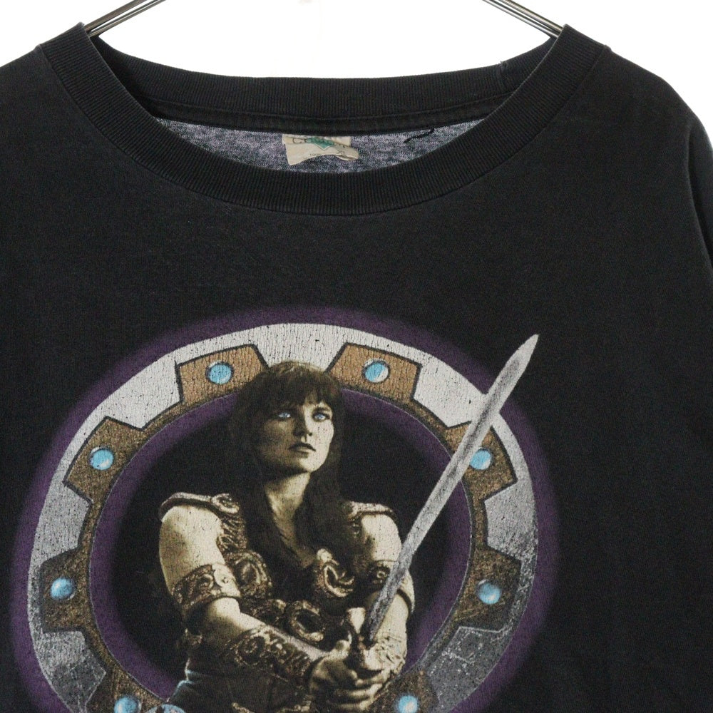 VINTAGE(ヴィンテージ) 90s XENA WARRIOR PRINCASS ジーナ フロント プリント Tシャツ 半袖カットソー ブラック