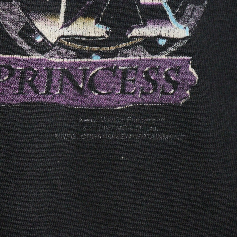 VINTAGE(ヴィンテージ) 90s XENA WARRIOR PRINCASS ジーナ フロント プリント Tシャツ 半袖カットソー ブラック