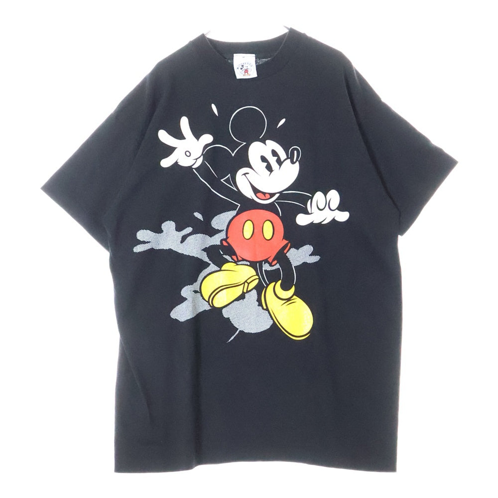 VINTAGE(ヴィンテージ) 90s DISNEY Mickey Mouse ディズニー ミッキー フロント プリント 半袖カットソー ブラック
