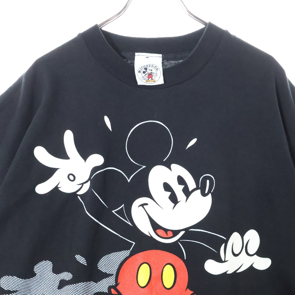 VINTAGE(ヴィンテージ) 90s DISNEY Mickey Mouse ディズニー ミッキー フロント プリント 半袖カットソー ブラック