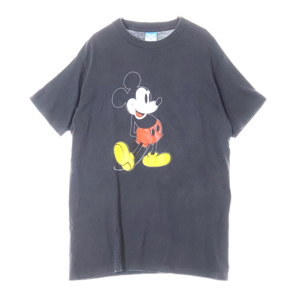 VINTAGE(ヴィンテージ) 80s DISNEY Mickey Mouse ディズニー ミッキー 黄色足 フロントプリント Tシャツ 半袖カットソー ブラック