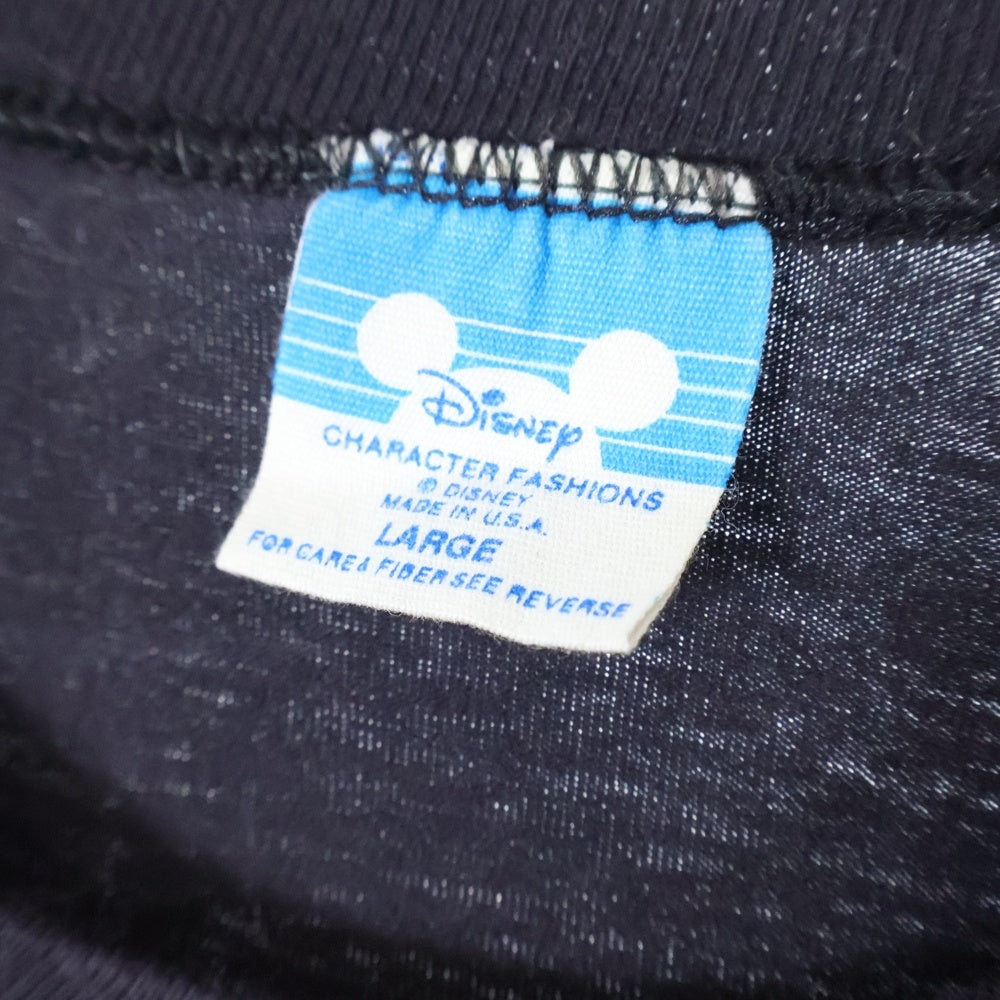 VINTAGE(ヴィンテージ) 80s DISNEY DONALD DUCK STAR ディズニー スター ドナルドダック フロント Tシャツ 半袖カットソー ブラック