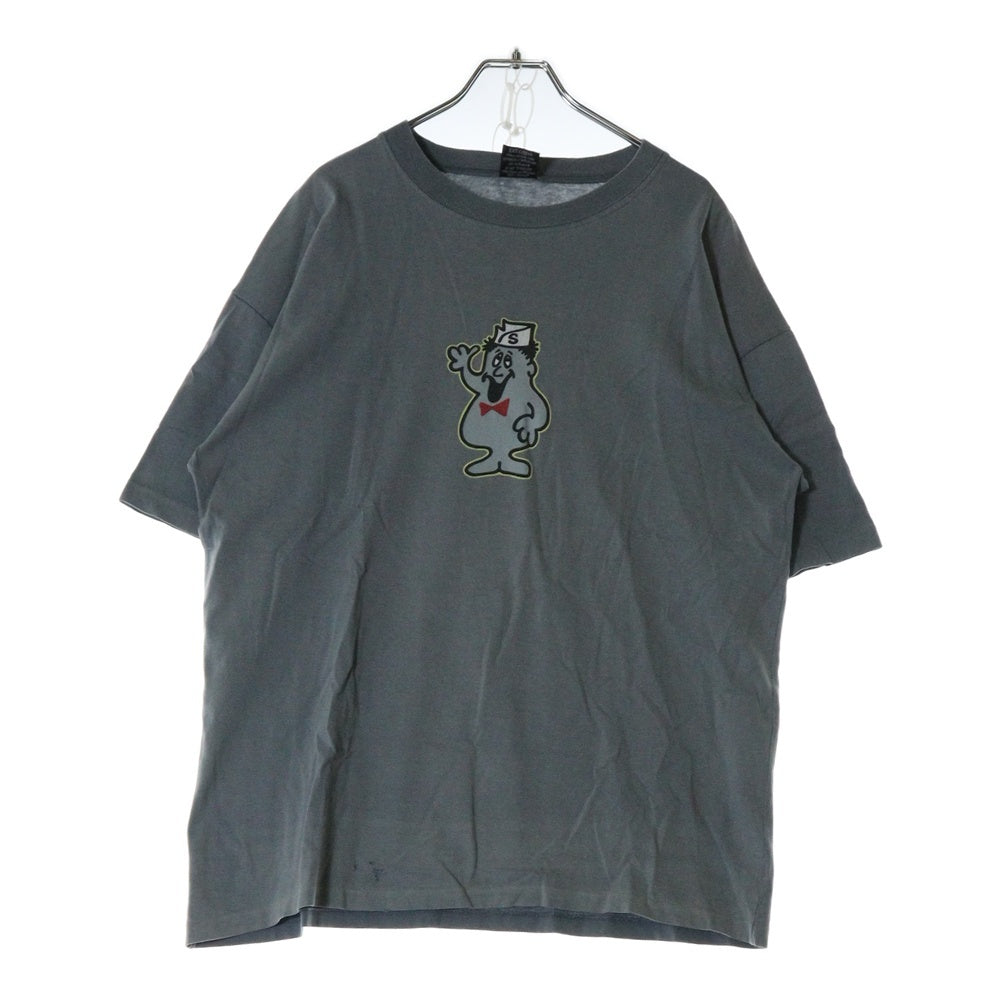 STUSSY(ステューシー) 90s OLD STUSSY STOCK LOGO MAN オールドステューシー ストックロゴマン 両面プリント Tシャツ 半袖カットソー グレー