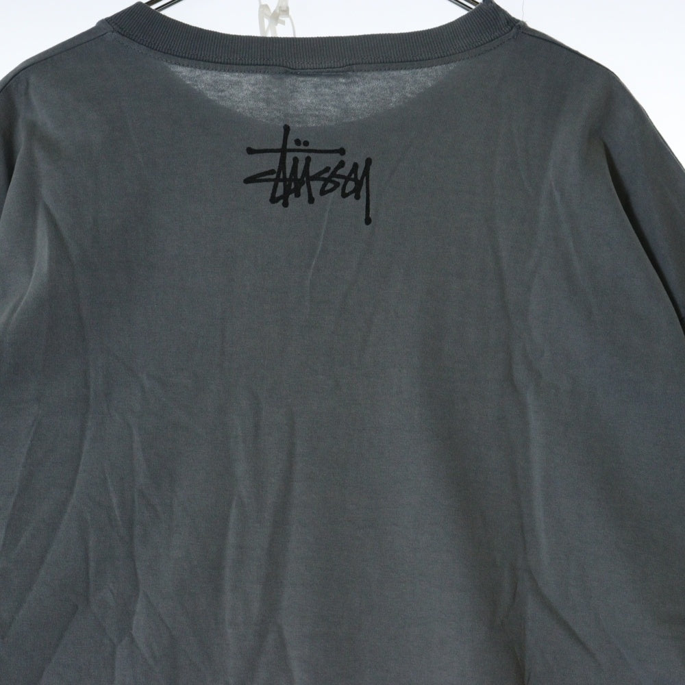 STUSSY(ステューシー) 90s OLD STUSSY STOCK LOGO MAN オールドステューシー ストックロゴマン 両面プリント Tシャツ 半袖カットソー グレー