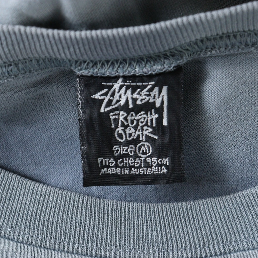 STUSSY(ステューシー) 90s OLD STUSSY STOCK LOGO MAN オールドステューシー ストックロゴマン 両面プリント Tシャツ 半袖カットソー グレー